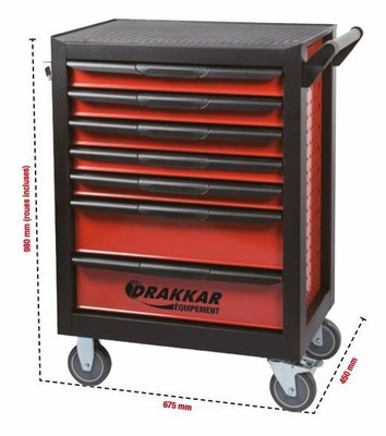 Equipement d'atelier - Manutention - Servante Rouge 7 Tiroirs