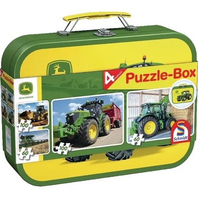 Jouet - Jouet - Boite en métal avec 4 puzzle John Deere - 100 pièces