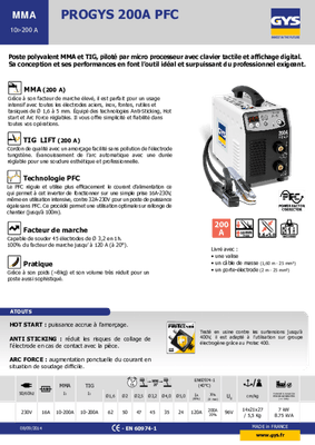 Soudure - Poste à souder - Poste à souder INVERTER PROGYS 200