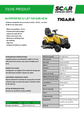 Herbes et entretien - Tondeuse autoportée diesel - Tondeuse autoportée à éjection latérale TG 14/86 HLM