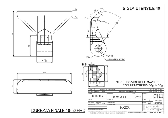 Pièces d'usure broyeur - Marteaux - Marteau broyeur Origine BREVIAGRI