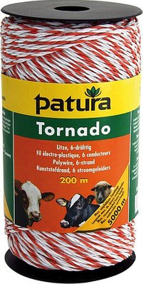 Elevage - Accessoires tubulaires - Fil électro-plastique Tornado 1000m blc- orange, 1 cuivre d= 0,30, 5 inox d= 0,20