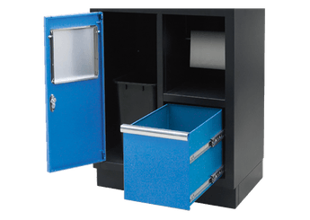 Equipement d'atelier - Outillages à main - 11 Meuble bas bleu avec poubelle intégrée et support rouleau papier PROMO