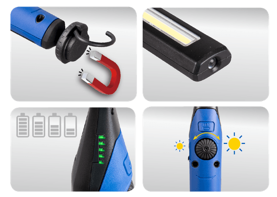Equipement d'atelier - Outillages à main - Lampe d'inspection slim rechargeable 7W COB support magnétique PROMO