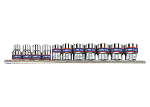 Equipement d'atelier - Outillages à main - Jeu de 11 douilles métriques 1/4" 12 pans sur Rack