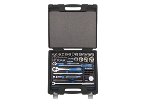 Equipement d'atelier - Outillages à main - Coffret de douilles et accessoires1/4"et1/2" 6 pans EVAWAVE - 60 pcs PROMO
