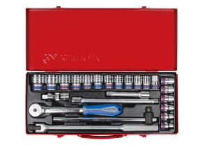 Equipement d'atelier - Outillages à main - Coffret de douilles 1/2" 24 pièces cliquet 72 dents PROMO