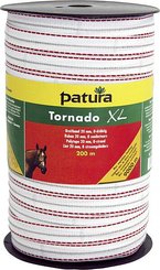 Elevage - Accessoires tubulaires - Ruban TORNADO XL 20 mm, blanc/rouge, 2 cuivre d= 0,30, 6 inox  d= 0,20, rlx