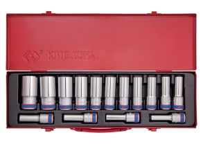 Equipement d'atelier - Outillages à main - Coffret douilles 1/2" longues 12:14-16:19-21:24-26-27-30-32mm 15pcs
