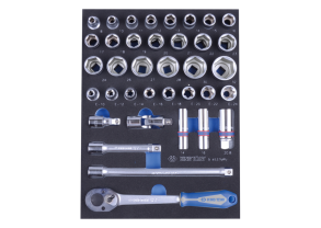 Equipement d'atelier - Outillages à main - Module mousse + PP 37 pièces douilles 1/2" et accessoires PROMO