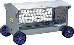 Elevage - Accessoires tubulaires - Ratelier mobile à roues, L=1,25 m  avec toit, pour agneaux et moutons