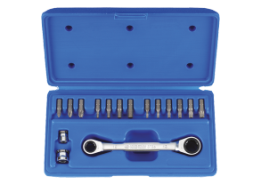 Equipement d'atelier - Outillages à main - Coffret clé à cliquet porte-embout + 13 embouts PROMO