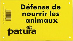 Elevage - Accessoires tubulaires - Panneau avertisseur Défense de nourrir  les animaux, plastique