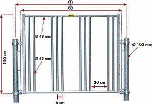 Elevage - Accessoires tubulaires - Cornadis sécurisé pour chevaux 2,10m, 3 places