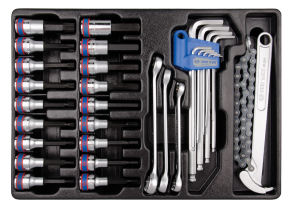 Equipement d'atelier - Outillages à main - Thermoformé jeu de douilles 1/2" Torx-Allen-Clés mâles et à tuyauter