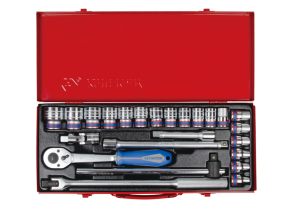 Equipement d'atelier - Outillages à main - Coffret de douilles 1/2" 24 pièces cliquet 32 dents PROMO