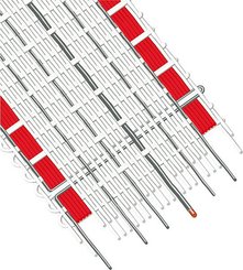 Elevage - Accessoires tubulaires - Ruban TORNADO XL 20 mm, blanc/rouge, 2 cuivre d= 0,30, 6 inox  d= 0,20, rlx