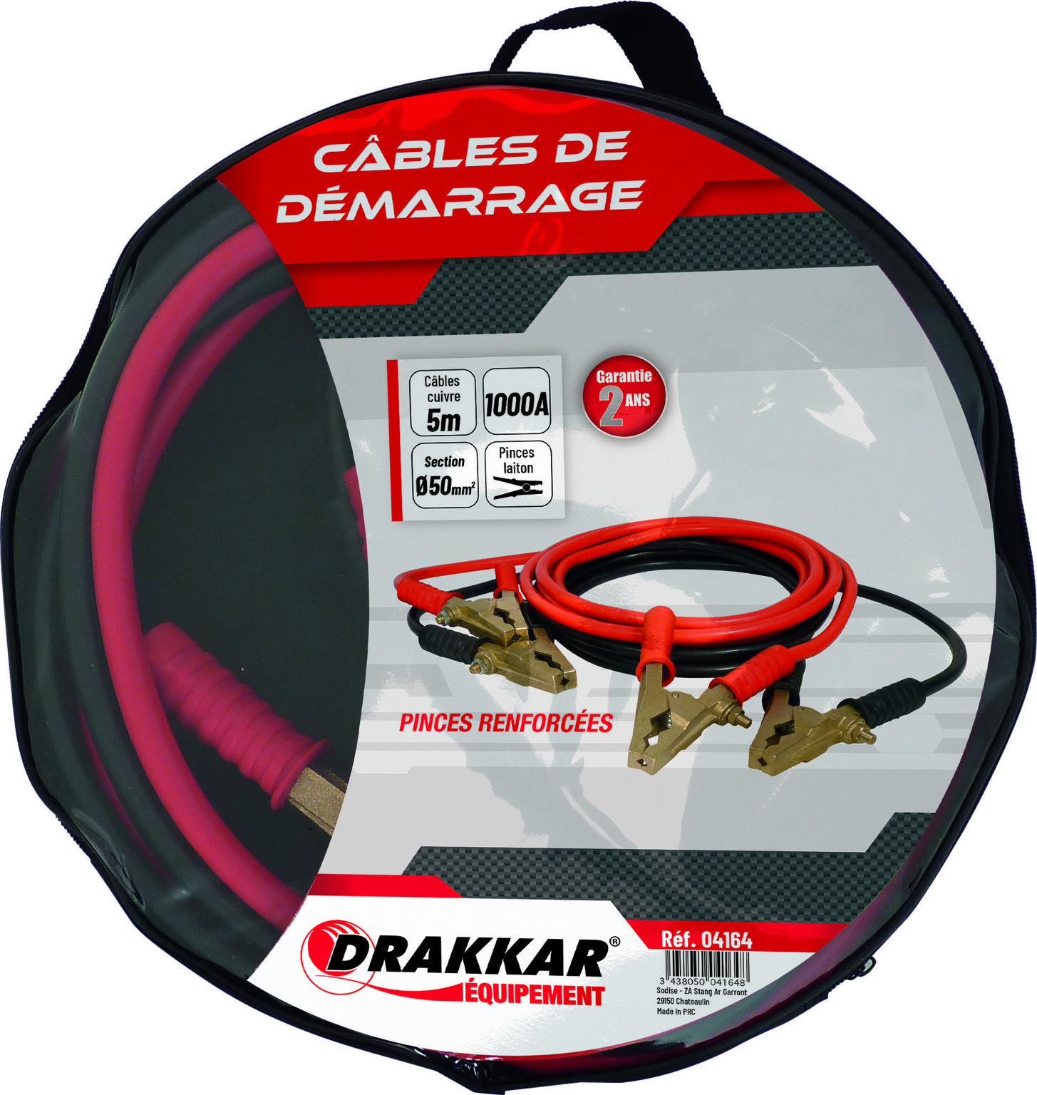 JEU CABLES DEMARRAGE CUIVRE 25MM2 3M00 PINCES BRONZE 650A SACHET -  Distri-pièces.fr