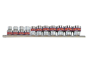 Equipement d'atelier - Outillages à main - Jeu de 11 douilles en pouces 1/4" 12 pans sur Rack PROMO