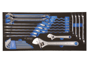 Equipement d'atelier - Outillages à main - Plateau EVAWAVE clés mixtes, clés à tuyauter, clés mâles pouces 26pcs