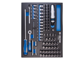 Equipement d'atelier - Outillages à main - Module mousse + PP 82 pièces douilles 1/4" et accessoires PROMO