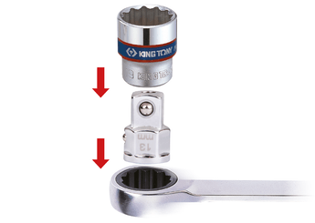 Equipement d'atelier - Outillages à main - Adaptateur douilles 3/8" sur clé mixte à cliquet 13mm