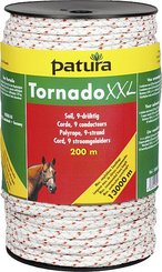 Elevage - Accessoires tubulaires - Corde tressée TORNADO XXL, 200 m,  3 cuivre - 6 inox, blanc/rouge
